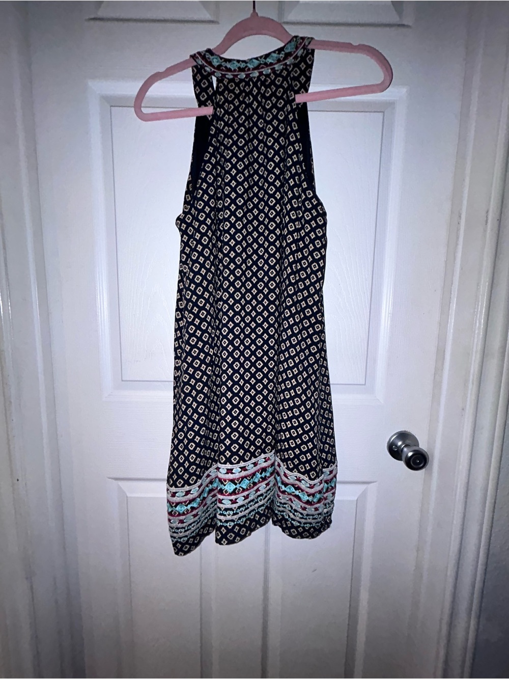 THML Navy Mini Dress with Teal and Red Embroidered Trim - Picture 3 of 9